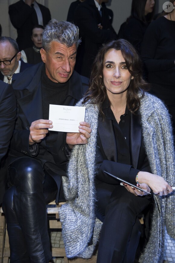 Maurizio Cattelan et Mlle Agnes au défilé de mode hommes Berluti collection prêt-à-porter Automne Hiver 2015/2016 à Paris, le 23 janvier 2015 