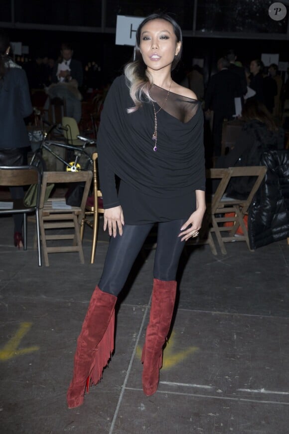 Bao Bao Wan au défilé de mode hommes Givenchy collection prêt-à-porter Automne Hiver 2015/2016 à Paris, le 23 janvier 2015