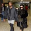 Kim Kardashian et son mari Kanye West arrivent à l'aéroport de Dulles à Washington. Le 24 janvier 2015.