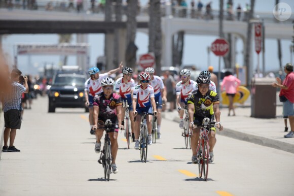 Pippa Middleton au départ de la Race Across America en juin 2014, qu'elle disputait au profit de la British Heart Foundation, dont elle est ambassadrice