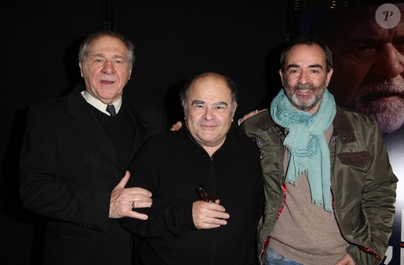 Pierre Santini, Jean Benguigui et Bruno Solo - Avant-première du film Un homme d'Etat réalisé par Pierre Courrège à l'auditorium de l'Hôtel de Ville à Paris le 26 janvier 2015.