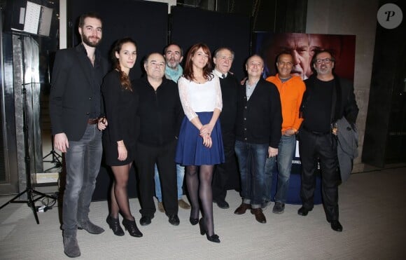 Sébastien Trojanowski, Samia Dahmane, Barbara Jordane, Pierre Santini, Jean Benguigui, Patrick Braoudé, Pascal Legitimus, Bruno Solo et Pierre Courrège - Avant-première du film Un homme d'Etat réalisé par Pierre Courrège à l'auditorium de l'Hôtel de Ville à Paris le 26 janvier 2015.