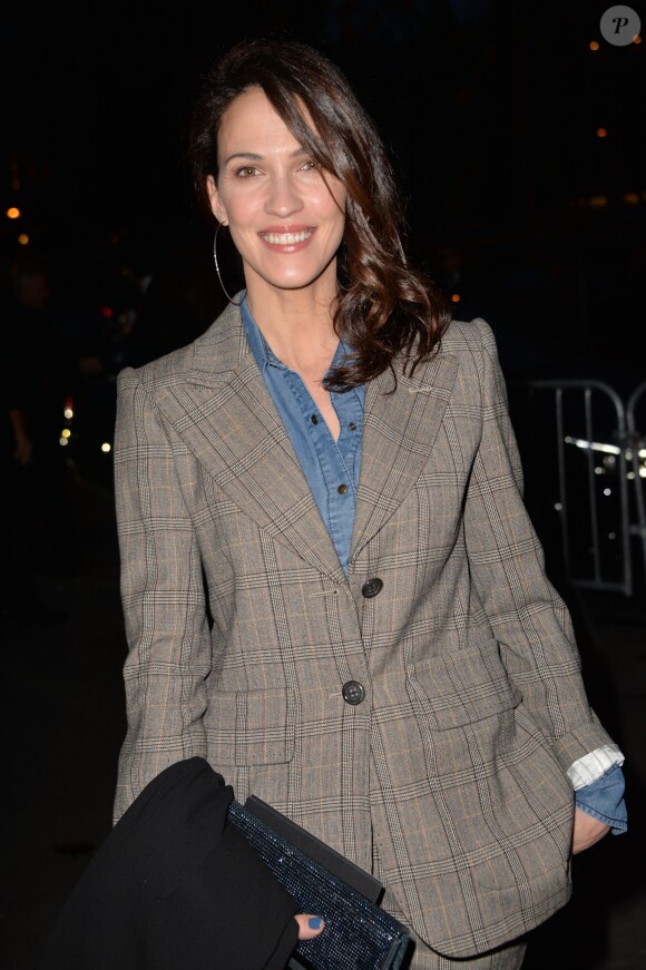 Linda Hardy arrive au Palais de Tokyo pour assister au défilé haute couture Giorgio Armani Privé printemps-été 2015. Paris. Le 27 janvier 2015.