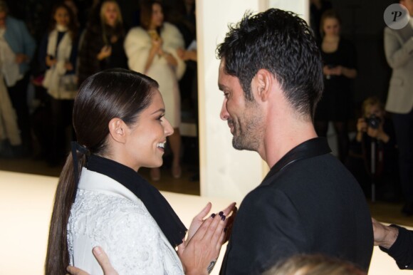 Cheryl Fernandez-Versini (Cole) et son mari Jean-Bernard Fernandez-Versini assistent au défilé Ralph & Russo haute couture printemps-été 2015 au Grand Palais. Paris, le 29 janvier 2015.