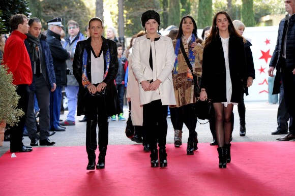 La Princesse Stéphanie de Monaco et ses filles Camille Gottlieb et Pauline Ducruet ont assisté à la 4ème représentation du 39ème Festival International du Cirque de Monte-Carlo au chapiteau de Fontvieille à Monaco, le 18 janvier 2015. 