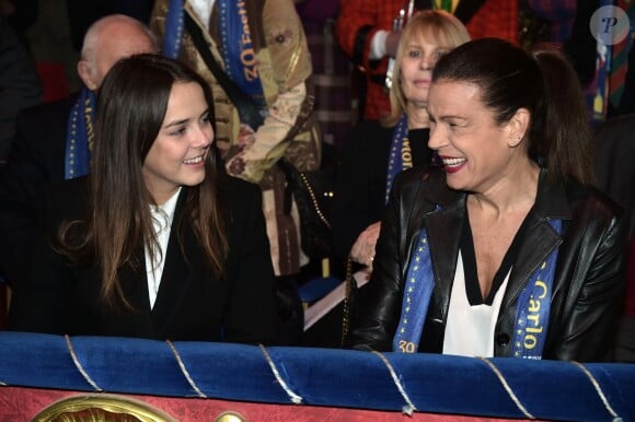 La Princesse Stéphanie de Monaco et ses filles Camille Gottlieb et Pauline Ducruet ont assisté à la 4ème représentation du 39ème Festival International du Cirque de Monte-Carlo au chapiteau de Fontvieille à Monaco, le 18 janvier 2015.  