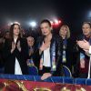 Robert Hossein et sa femme Candice Patou - La Princesse Stéphanie de Monaco et ses filles Camille Gottlieb et Pauline Ducruet ont assisté à la 4ème représentation du 39ème Festival International du Cirque de Monte-Carlo au chapiteau de Fontvieille à Monaco, le 18 janvier 2015.  