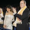Robert Hossein, la princesse Stéphanie de Monaco et le prince Albert II au 13ème festival internation du cirque de Monaco le 23 janvier 2007