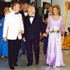 Le prince Rainier, Stéphanie et Albert de Monaco au Bal de la Croix-Rouge, le 3 août 2001.