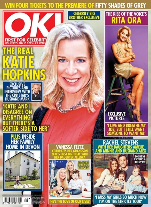 Rachel Stevens figure en couverture du magazine OK!, édition du 10 février 2015