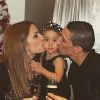 Angel Di Maria avec sa femme Jorgelina et leur fille Mia - 2014
