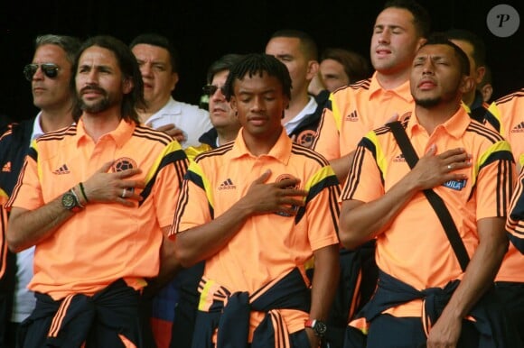 Mario Alberto Yepes, Juan Guillermo Cuadrado et Carlos Valdes à Bogota, le 7 juillet 2014.