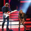 Ed Sheeran et Beyoncé se produisent au Nokia Theatre L.A. Live lors du concert "Stevie Wonder: Songs In The Key Of Life - An All-Star Grammy Salute" en hommage à Stevie Wonder. Los Angeles, le 10 février 2015.