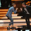 Pharrell Williams et Ryan Tedder se produisent au Nokia Theatre L.A. Live lors du concert "Stevie Wonder: Songs In The Key Of Life - An All-Star Grammy Salute" en hommage à Stevie Wonder. Los Angeles, le 10 février 2015.