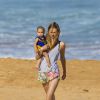 Exclusif - Gemma Ward, son petit ami David Letts et leur fille Naia profitent d'une belle journée ensoleillée sur une plage à Sydney, le 10 décembre 2014