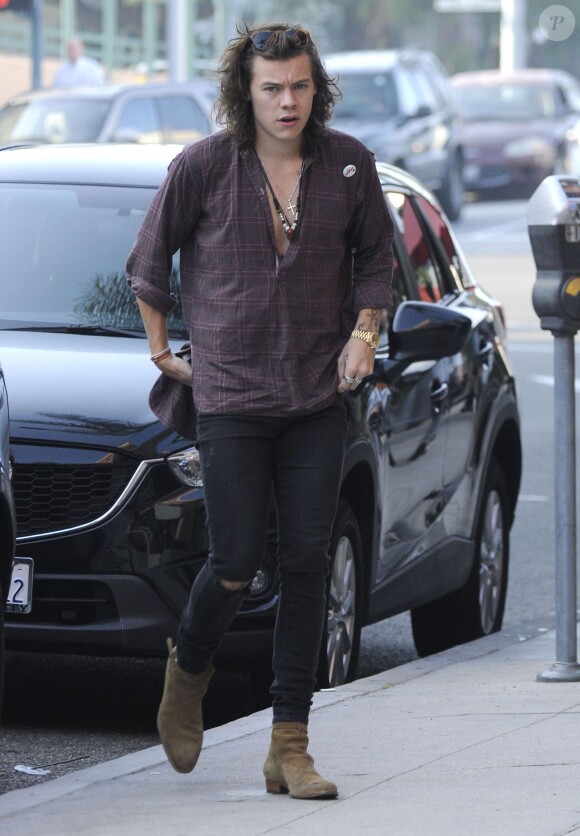 Exclusif - Harry Styles et sa compagne Nadine Leopold sont allés chez Frozen Yogurt à Beverly Hills, le 4 février 2015