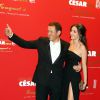 Dany Boon et sa femme Yaël - Photocall au Fouquet's lors de la 40ème cérémonie des César à Paris. Le 20 février 2015 
