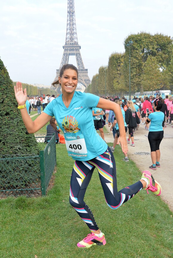 Laury Thilleman participe à La Parisienne 2014 pour la lutte contre le cancer, au Champs de Mars à Paris, le 14 septembre 2014.