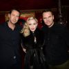 Exclusif - Madonna pose avec les deux patrons du Raspoutine, Ghislain Evraert et Logan Maggio, au club Raspoutine à Paris le 2 mars 2015