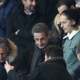  Nicolas Sarkozy, Pierre Sarkozy - People au quart de finale de la Coupe de France de football entre le PSG et l'AS Monaco (2-0) au Parc des Princes &agrave; Paris le 4 mars 2015. 