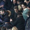 Sonia Rolland et son mari Jalil Lespert, Nicolas Sarkozy, Pierre Sarkozy - People au quart de finale de la Coupe de France de football entre le PSG et l'AS Monaco (2-0) au Parc des Princes à Paris le 4 mars 2015.