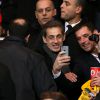 Nicolas Sarkozy - People au quart de finale de la Coupe de France de football entre le PSG et l'AS Monaco (2-0) au Parc des Princes à Paris le 4 mars 2015.