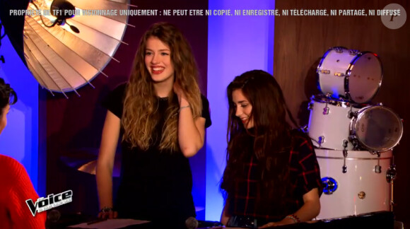 Manon Palmer face à Davy dans The Voice 4, le 7 mars 2015 sur TF1.