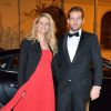 Michelle Hunziker (enceinte) et Tomaso Trussardi - Arrivée au dîner au profit de la Fondation Doppia Difesa dans le cadre du festival du film de Rome le 22 octobre 2014.