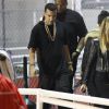 Khloé Kardashian et French Montana dans les coulisses du Forum à Inglewood, lors du concert de la tournée "Between the Sheets" avec Tyga, Chris Brown et Trey Songz. Inglewood, Los Angeles, le 8 mars 2015.