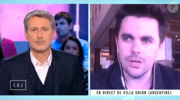 Julien Magne, producteur de Dropped s'exprime sur le plateau du Grand journal de Canal+, le 10 mars 2015. Il évoque la disparition des membres de l'équipe de production d'ALP - il les connaissait presque tous - lors de la collision entre deux hélicoptères survenue dans la nuit du 9 au 10 mars en Argentine lors du tournage de Dropped (TF1). Florence Arthaud (57 ans), la nageuse Camille Muffat (25 ans), le boxeur Alexis Vastine (28 ans), mais aussi de Laurent Sbasnik, Lucie Mei-Dalby, Volodia Guinard, Brice Guilbert et Edouard Gilles, membres des équipes d'Adventure Line Productions (qui fournit également les émissions Koh-Lanta et Fort Boyard), et de Juan Carlos Eduardo et Roberto Carlos Abate, les deux pilotes argentins qui se trouvaient aux commandes des appareils, sont décédés.