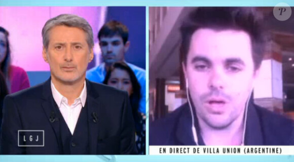 Julien Magne, producteur de Dropped s'exprime sur le plateau du Grand journal de Canal+, le 10 mars 2015. Il évoque la disparition des membres de l'équipe de production d'ALP - il les connaissait presque tous - lors de la collision entre deux hélicoptères survenue dans la nuit du 9 au 10 mars en Argentine lors du tournage de Dropped (TF1). Florence Arthaud (57 ans), la nageuse Camille Muffat (25 ans), le boxeur Alexis Vastine (28 ans), mais aussi de Laurent Sbasnik, Lucie Mei-Dalby, Volodia Guinard, Brice Guilbert et Edouard Gilles, membres des équipes d'Adventure Line Productions (qui fournit également les émissions Koh-Lanta et Fort Boyard), et de Juan Carlos Eduardo et Roberto Carlos Abate, les deux pilotes argentins qui se trouvaient aux commandes des appareils, sont décédés.