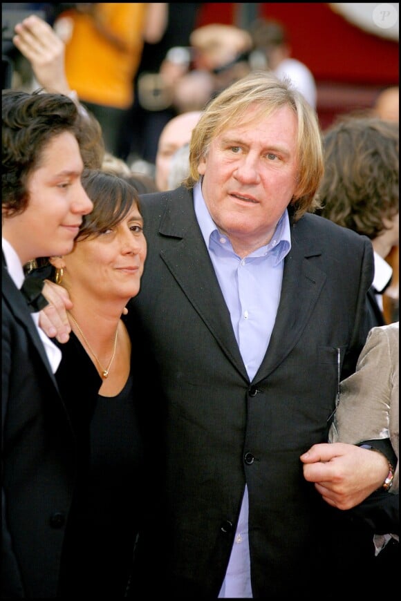 Gérard Depardieu, Sylvie Pialat et son fils Antoine lors du Festival de Cannes 2007