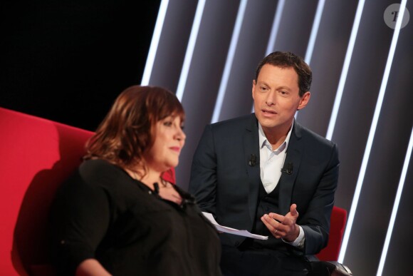 Exclusif - Enregistrement de l'émission Le Divan présentée par Marc-Olivier Fogiel, avec Michèle Bernier en invitée, le 13 mars 2015. Emission diffusée le 17 mars 2015, sur France 3.