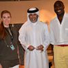 Exclusif - Fiona Barratt-Campbell, Abdelmonem bin Eisa Alserkal (fondateur de Alserkal Avenue pour l'art et la culture), Sol Campbell - Exposition de Fiona Barratt-Campbell en partenariat avec Alexander Mc Queen à Dubaï aux Emirats Arabes Unis le 15 mars 2015.