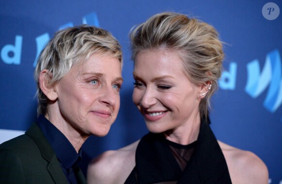 Portia de Rossi et Ellen DeGeneres  lors des 26ème GLAAD Media Awards au Beverly Hilton Hotel à Beverly Hills, le 21 mars 2015