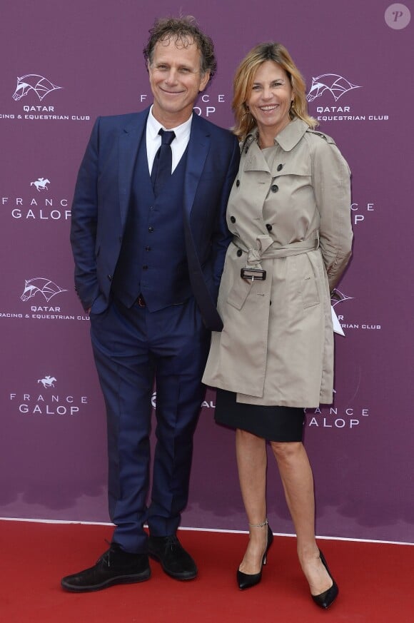 Charles Berling et sa compagne Virginie Coupérie-Eiffel - Qatar Prix de l'Arc de Triomphe à l'Hippodrome de Longchamp à Paris, le 5 octobre 2014.