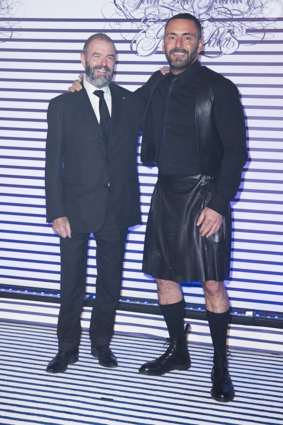 Jean-Paul Cluzel et son compagnon - Vernissage de l'exposition "Jean Paul Gaultier" au Grand Palais à Paris, le 30 mars 2015.