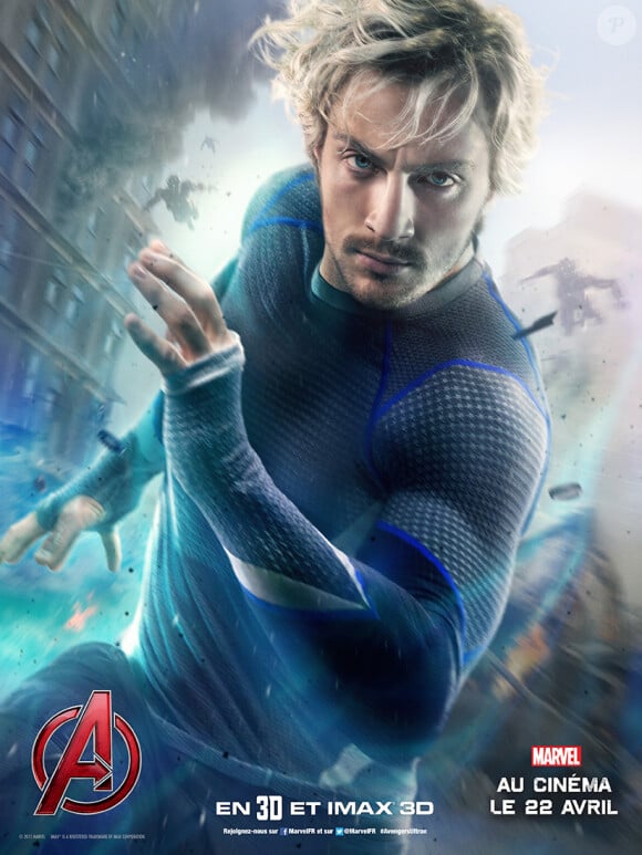 Affiche du film Avengers - L'ère d'Ultron avec Aaron Taylor-Johnson (Quick Silver)