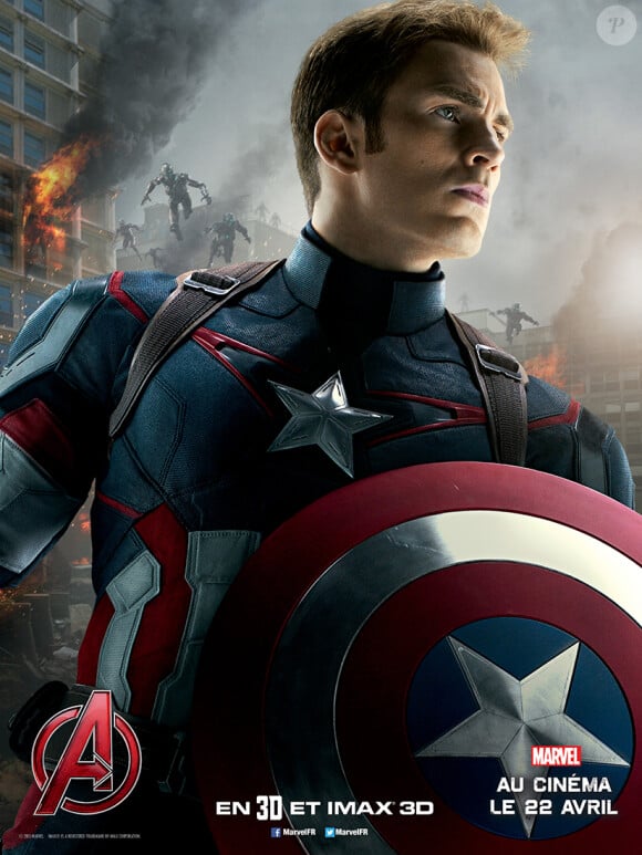 Affiche du film Avengers - L'ère d'Ultron avec Chris Evans (Captain America)