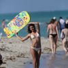Anastasia Ashley profite de la plage à Miami, le 1er avril 2015.