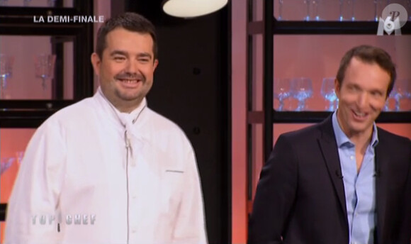 Philippe Etchebest et Stéphane Rotenberg dans Top Chef 2015 (épisode 11, la demi-finale), le lundi 6 avril 2015 sur M6.