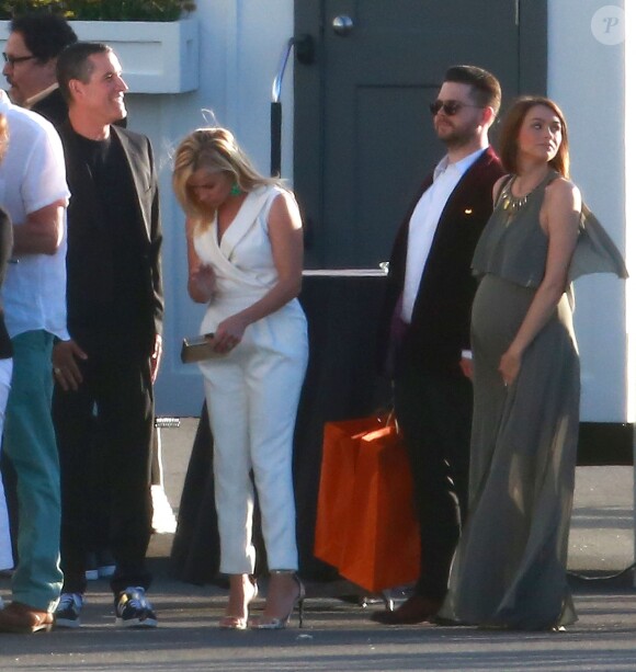 Exclusif - Reese Witherspoon et son mari Jim Toth, Jack Osbourne et sa femme Lisa Stelly enceinte - Anniversaire de Robert Downey Jr. qui fête ses 50 ans le 4 avril 2015 avec de nombreux invités au Barker Hangar à Santa Monica.