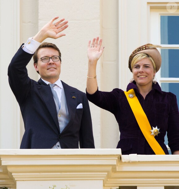 Le prince Constantijn et la princesse Laurentien des Pays-Bas au balcon du palais Noordeinde à La Haye le 16 septembre 2014 lors du Prinsjedag.