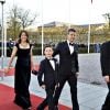La princesse Mary de Danemark avec son mari le prince Frederik et leurs enfants la princesse Isabella et le prince Christian le 8 avril 2015 à Aarhus au gala pour les 75 ans de la reine Margrethe II.