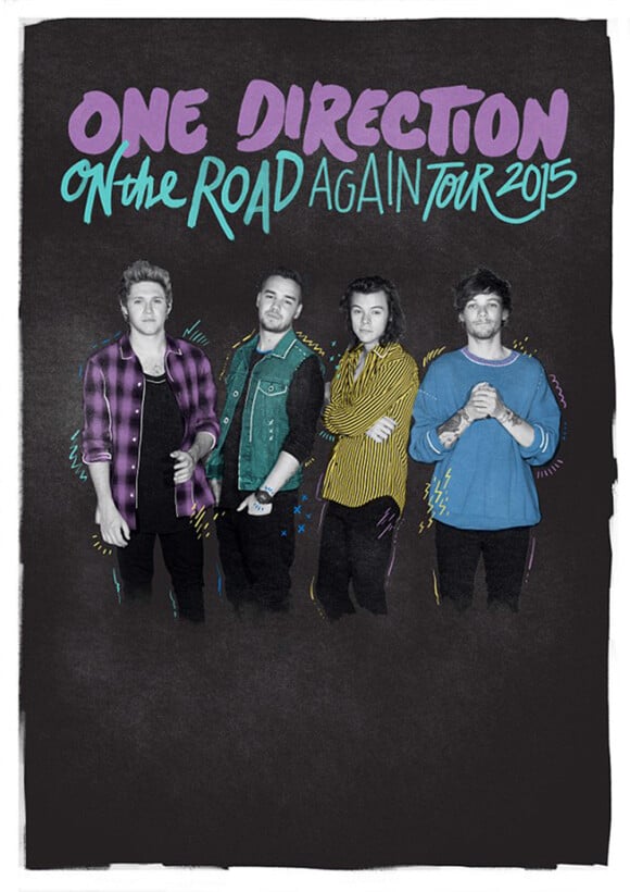 Nouvelle affiche du groupe One Direction pour la promotion de leur tournée "On The Road Again Tour 2015" à New York, le 9 avril 2015.