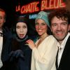 Nadine Girard, Jean-Luc Voyeux et Fredy Renaud - Générale de la comédie musicale "Cabaret La Chatte Bleue" à Paris le 8 avril 2015.