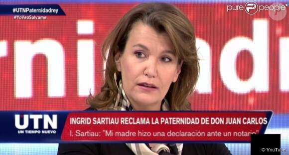Ingrid Jeanne Sartiau, qui dit être la fille du roi Juan Carlos Ier, dans l'émission "Un tiempo nuevo" sur Telecinco - janvier 2015
