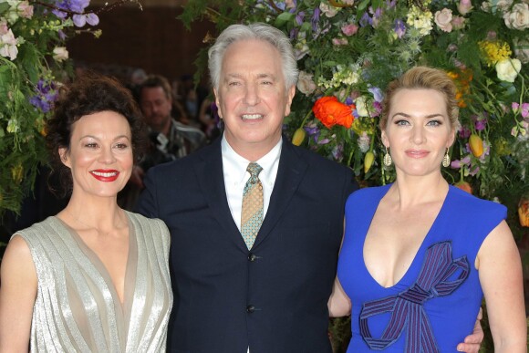 Helen McCrory, Alan Rickman et Kate Winslet à la première du film A Little Chaos (Les Jardins du Roi) à l'ODEON Kensington, Londres, le 13 avril 2015.