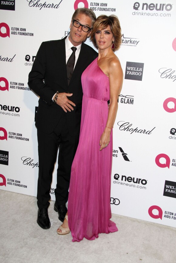 Lisa Rinna et son mari Harry Hamlin - Soirée "Elton John AIDS Foundation Oscar Party" 2015 à West Hollywood, le 22 février 2015.  