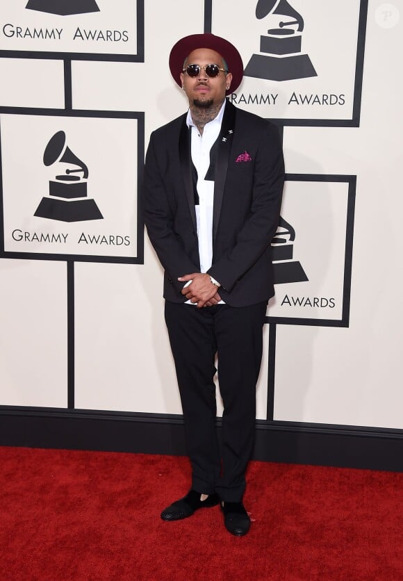 Chris Brown aux 57e Grammy Awards au Staples Center à Los Angeles, le 8 février 2015.